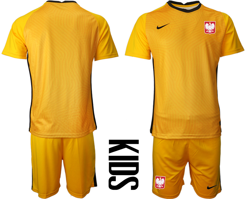 2021 European Cup Poland yellow goalkeeper Youth soccer jerseys